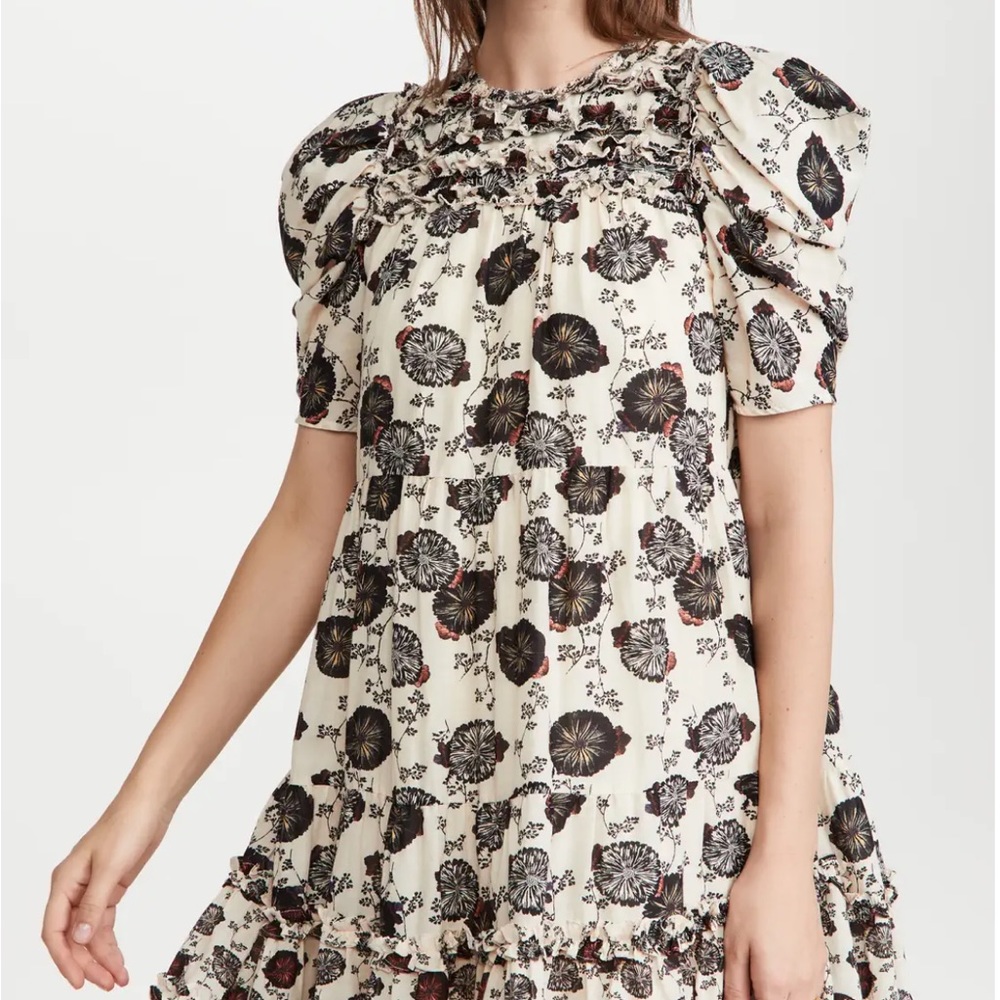 Ulla Johnson Cream and Black Floral Dress - Picture 2 of 13